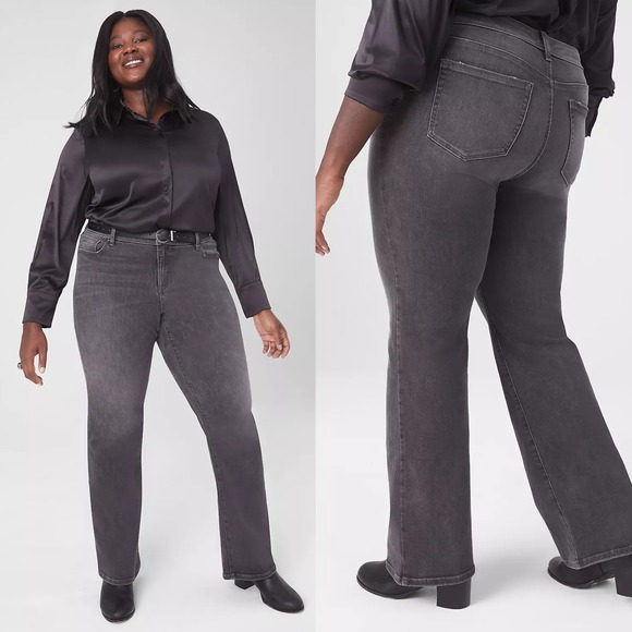 Lane Bryant Denim - Lane Bryant Womens Mid Rise Signature Fit Bootcut Jeans Plus Size 18L Gray Wash‎